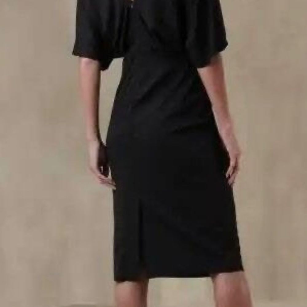 BANANA REPUBLIC SORAYA MIDI BUTTERFLY SLEEVE DRESS HUNTER GREEN 8 NWOT - Picture 2 of 7